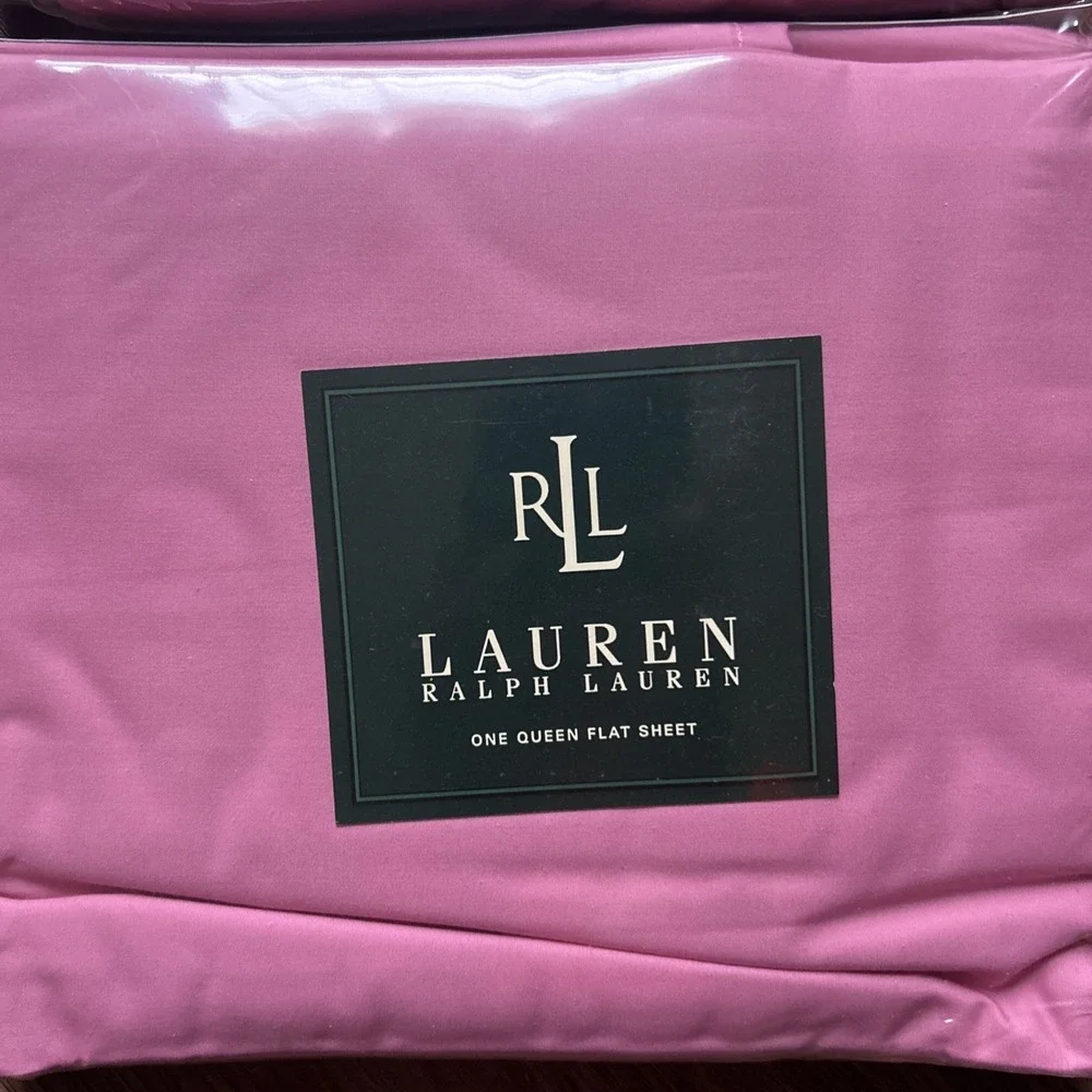 Vintage Lauren Ralph Lauren Berry Pink Extra Deep Fitted Sheet/Flat Sheet Queen